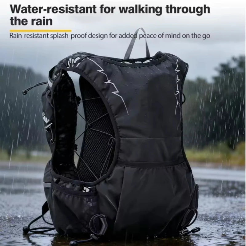Lightweight Water-Resistant Running Hydration Vest Backpack - Breathable Mesh, Reflective Strips & Bottle Pockets for Trail Runn