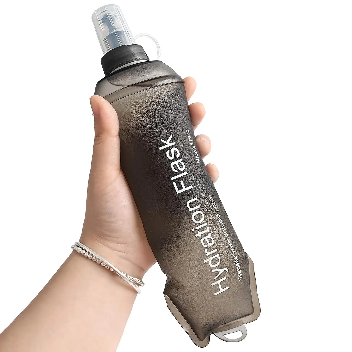 Soft Flask, TPU Collapsible Soft Water Bottle for Hydration Pack, Running Vest, Leak-Proof Folding Water Bottle for Hiking Cycli