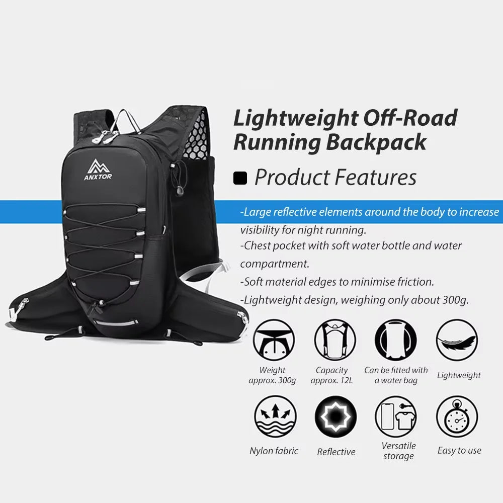 NEWBOLER Outdoor Trail Running Ultralight Backpack Running Hydration Vest Breathable Marathon Running Backpack Water Bottle