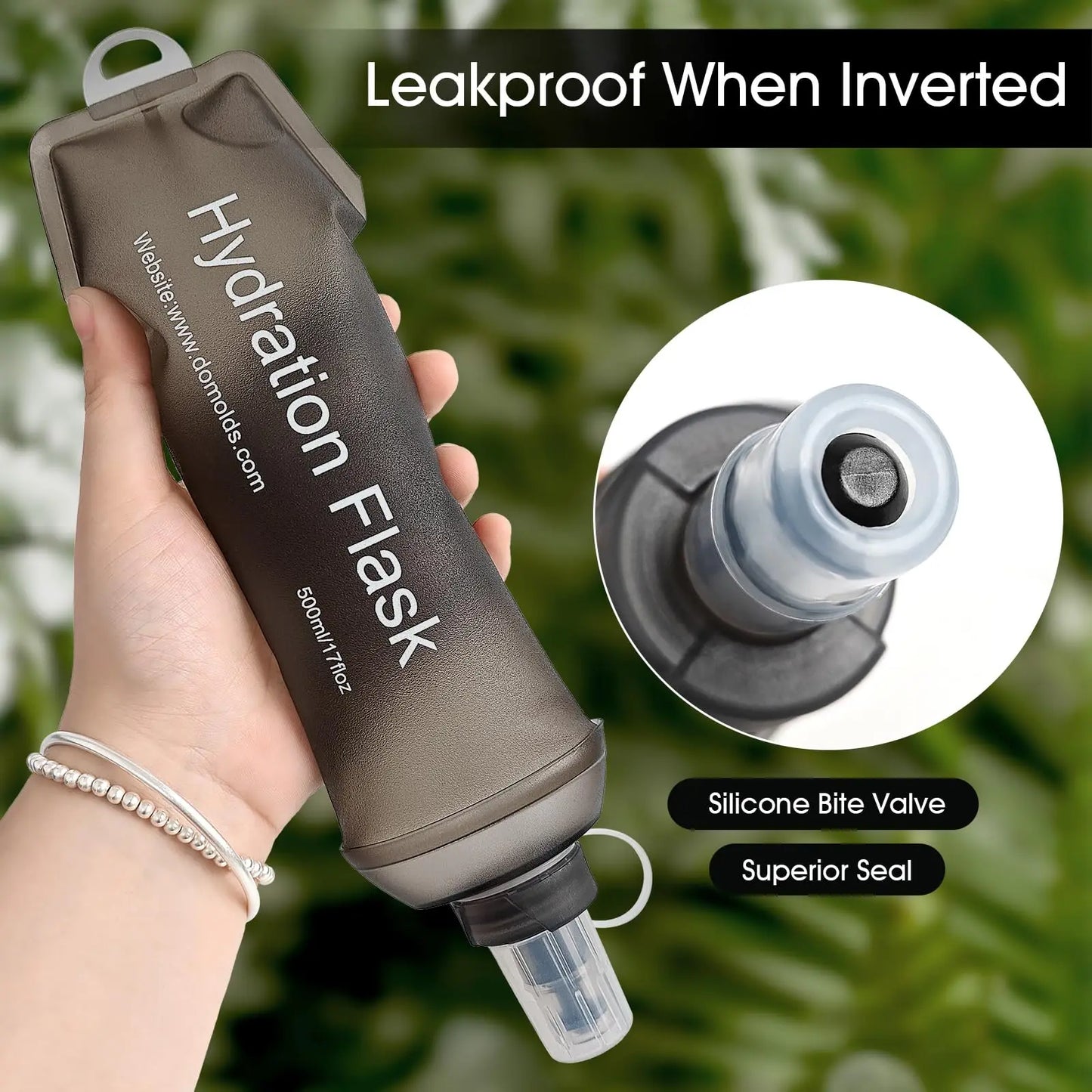 Soft Flask, TPU Collapsible Soft Water Bottle for Hydration Pack, Running Vest, Leak-Proof Folding Water Bottle for Hiking Cycli
